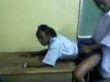 Blackmailed African Teacher Fucked In A Classroom By Student While His Friend Taping
